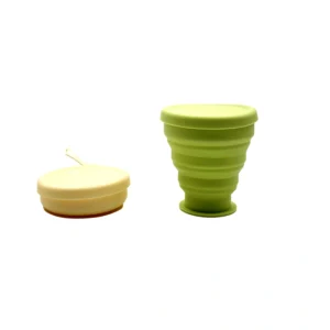 Collapsible silicone cup folding flat for portable and space-saving use