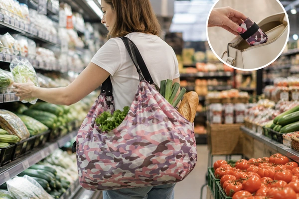 Shopping Bags Reusable:Foldable Supermarket Shopping Bag