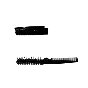 A black folding hair brush